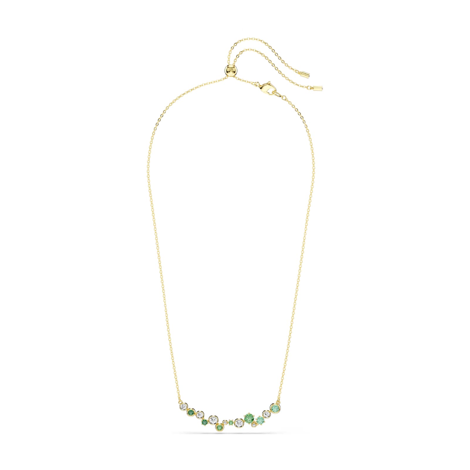 Collana girocollo Swarovski dorato cristalli bianchi e verdi MISURA UNICA