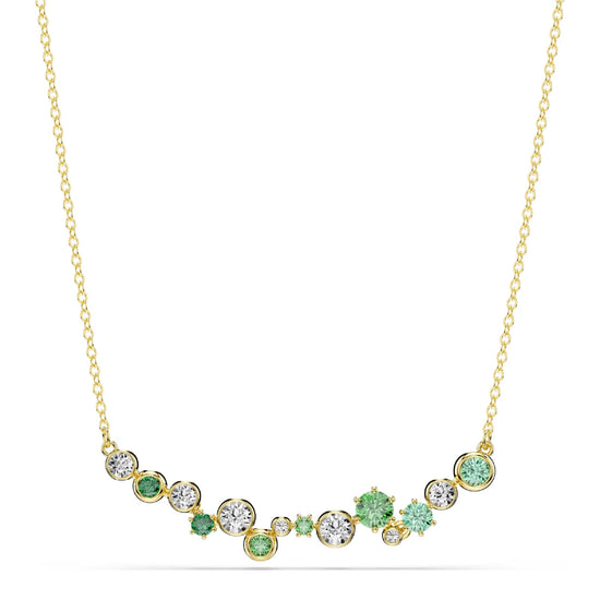 Collana girocollo Swarovski dorato cristalli bianchi e verdi MISURA UNICA