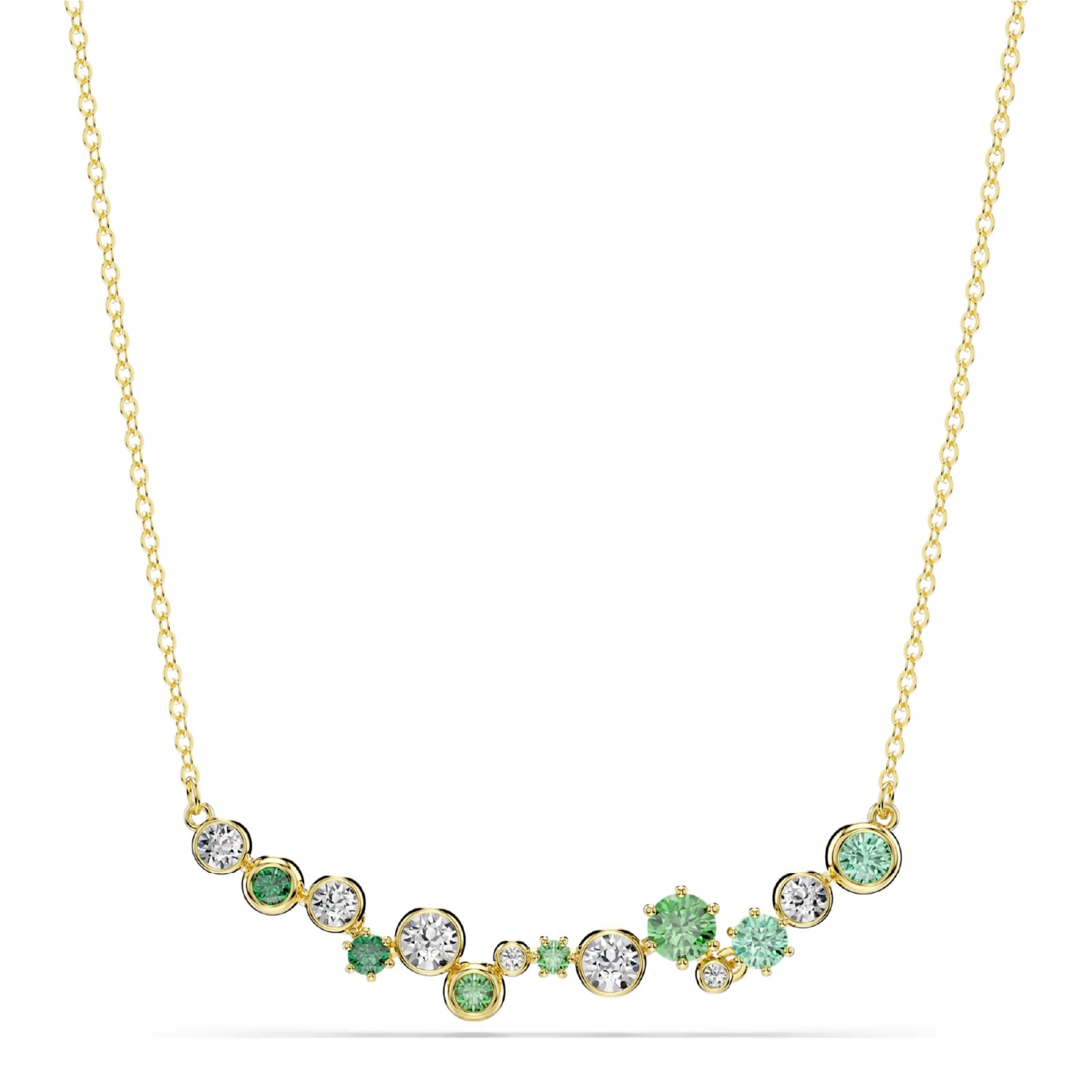 Collana girocollo Swarovski dorato cristalli bianchi e verdi MISURA UNICA