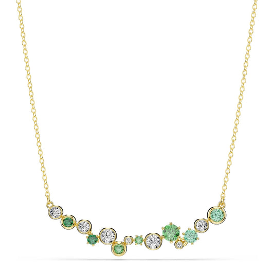 Collana girocollo Swarovski dorato cristalli bianchi e verdi MISURA UNICA