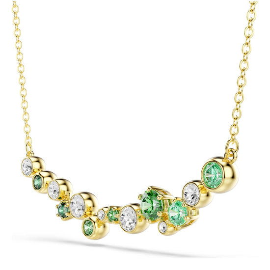 Collana girocollo Swarovski dorato cristalli bianchi e verdi MISURA UNICA