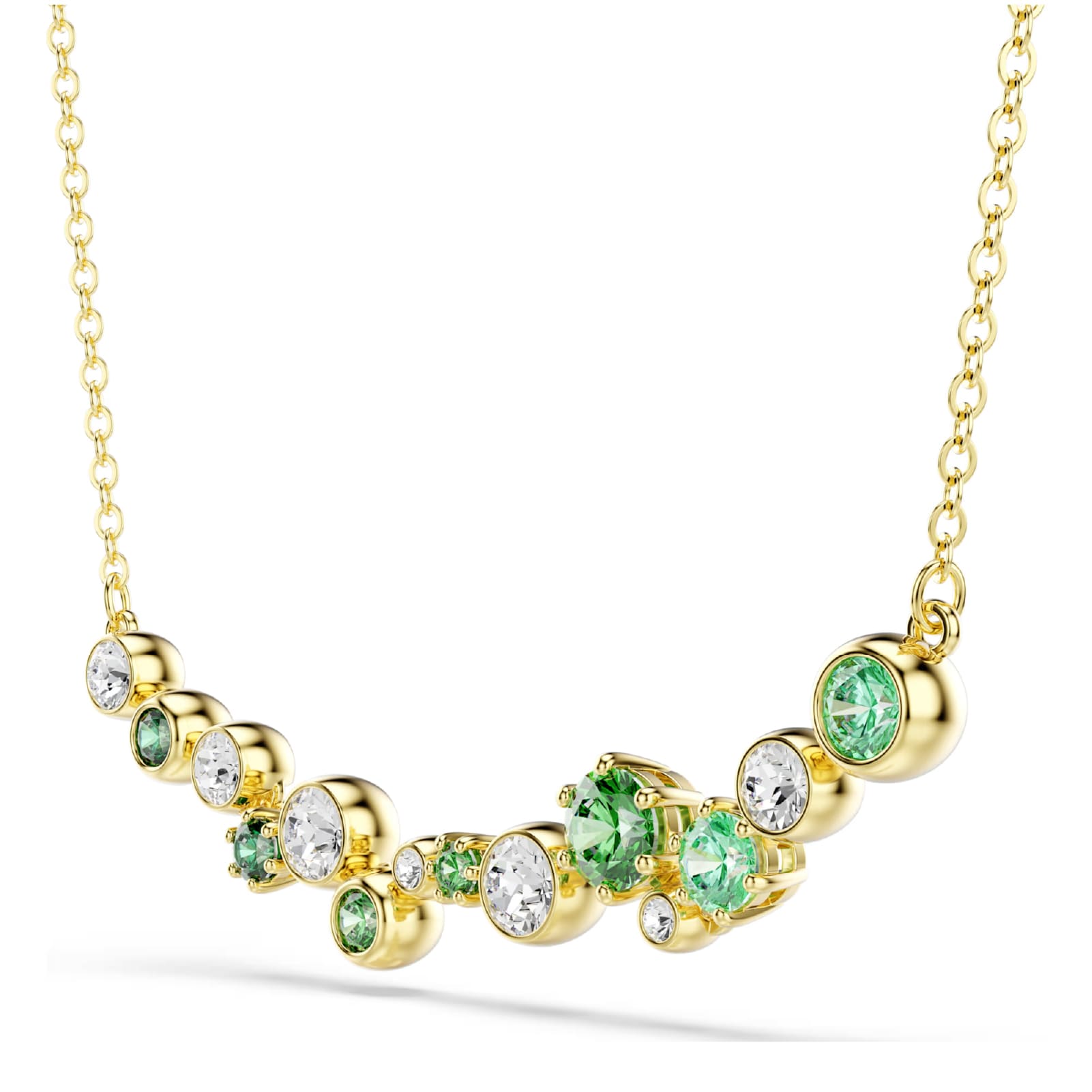 Collana girocollo Swarovski dorato cristalli bianchi e verdi MISURA UNICA