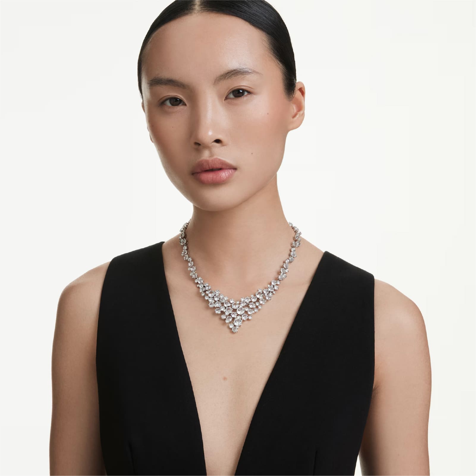 Collana girocollo da donna Swarovski rodiato con cristalli MISURA UNICA