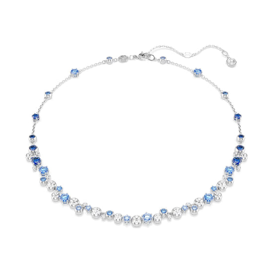 Collana girocollo Swarovski rodiato cristalli bianchi e blu MISURA UNICA