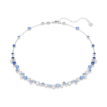 Collana girocollo Swarovski rodiato cristalli bianchi e blu MISURA UNICA