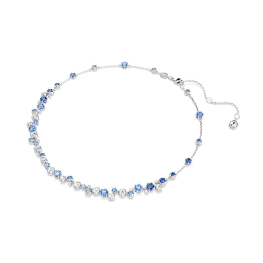 Collana girocollo Swarovski rodiato cristalli bianchi e blu MISURA UNICA