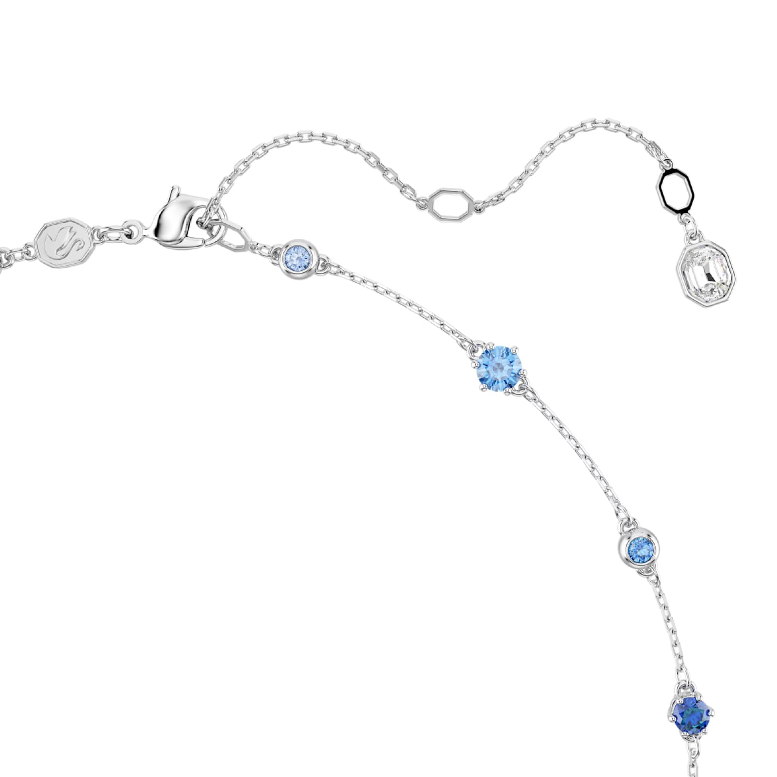Collana girocollo Swarovski rodiato cristalli bianchi e blu MISURA UNICA