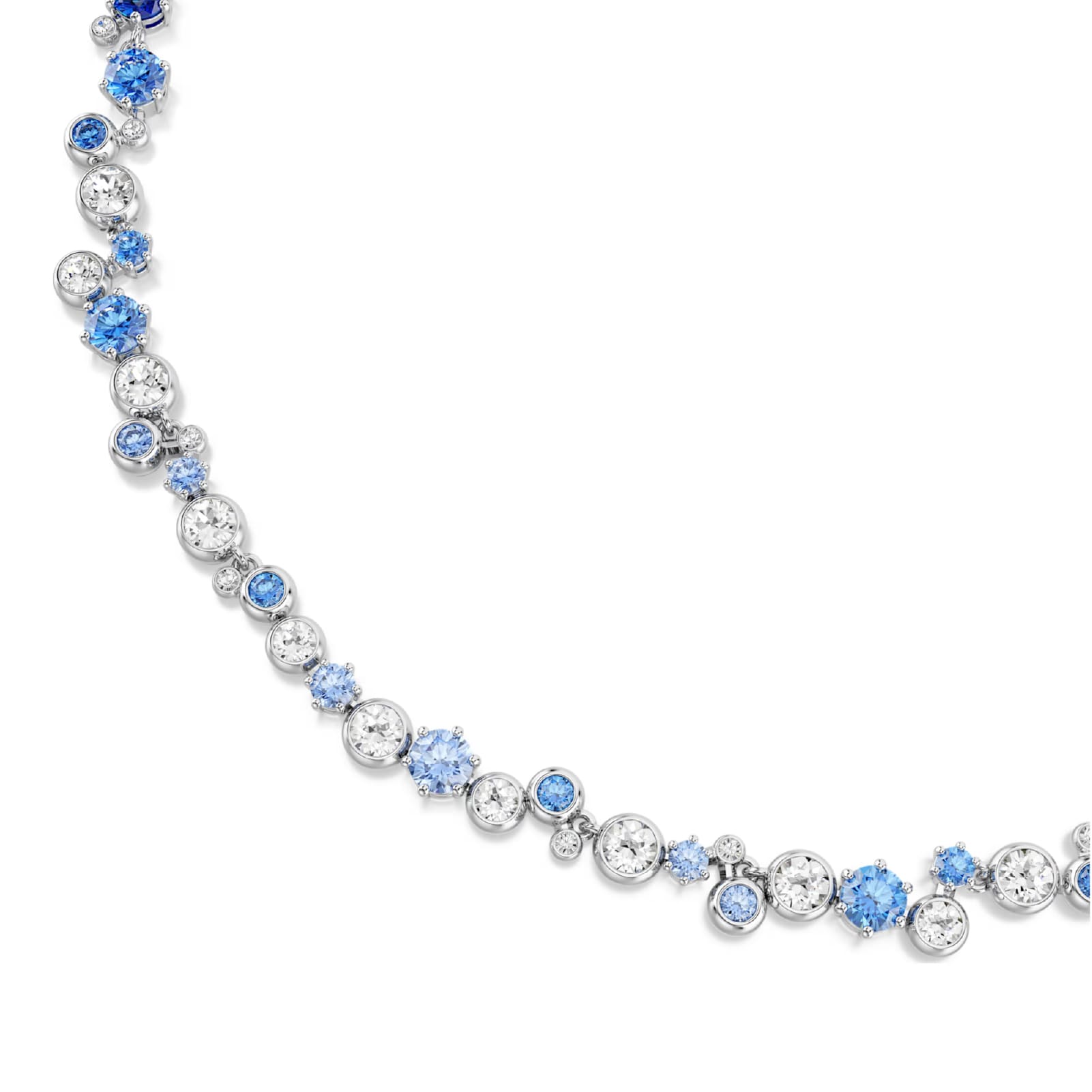 Collana girocollo Swarovski rodiato cristalli bianchi e blu MISURA UNICA