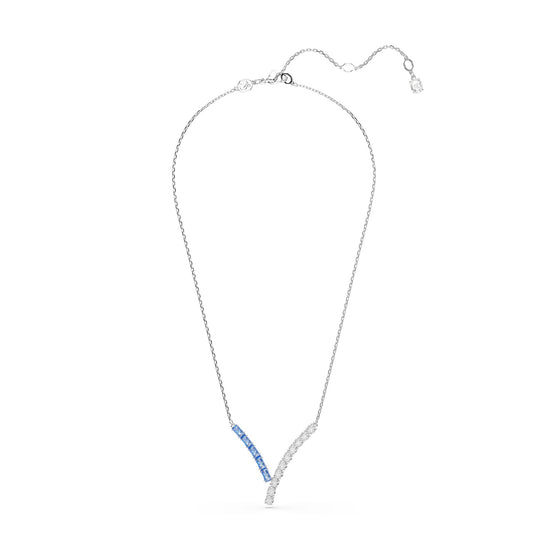 Collana donna Swarovski rodiato con cristalli bianchi e blu MISURA UNICA