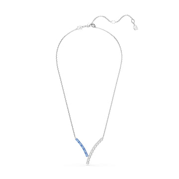 Collana donna Swarovski rodiato con cristalli bianchi e blu MISURA UNICA