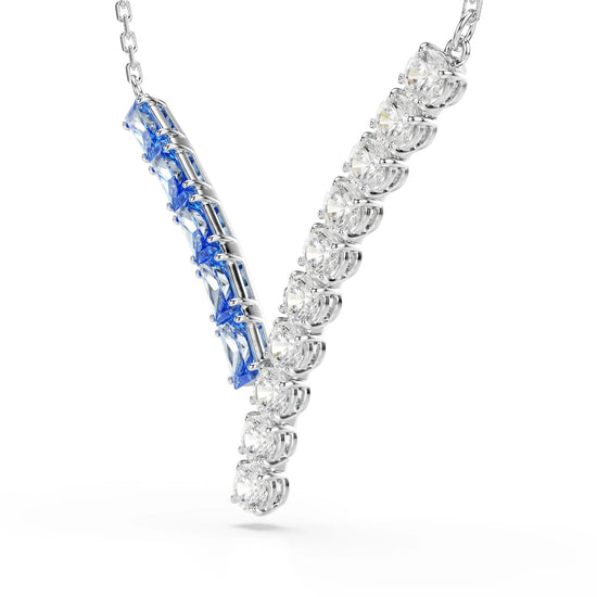 Collana donna Swarovski rodiato con cristalli bianchi e blu MISURA UNICA