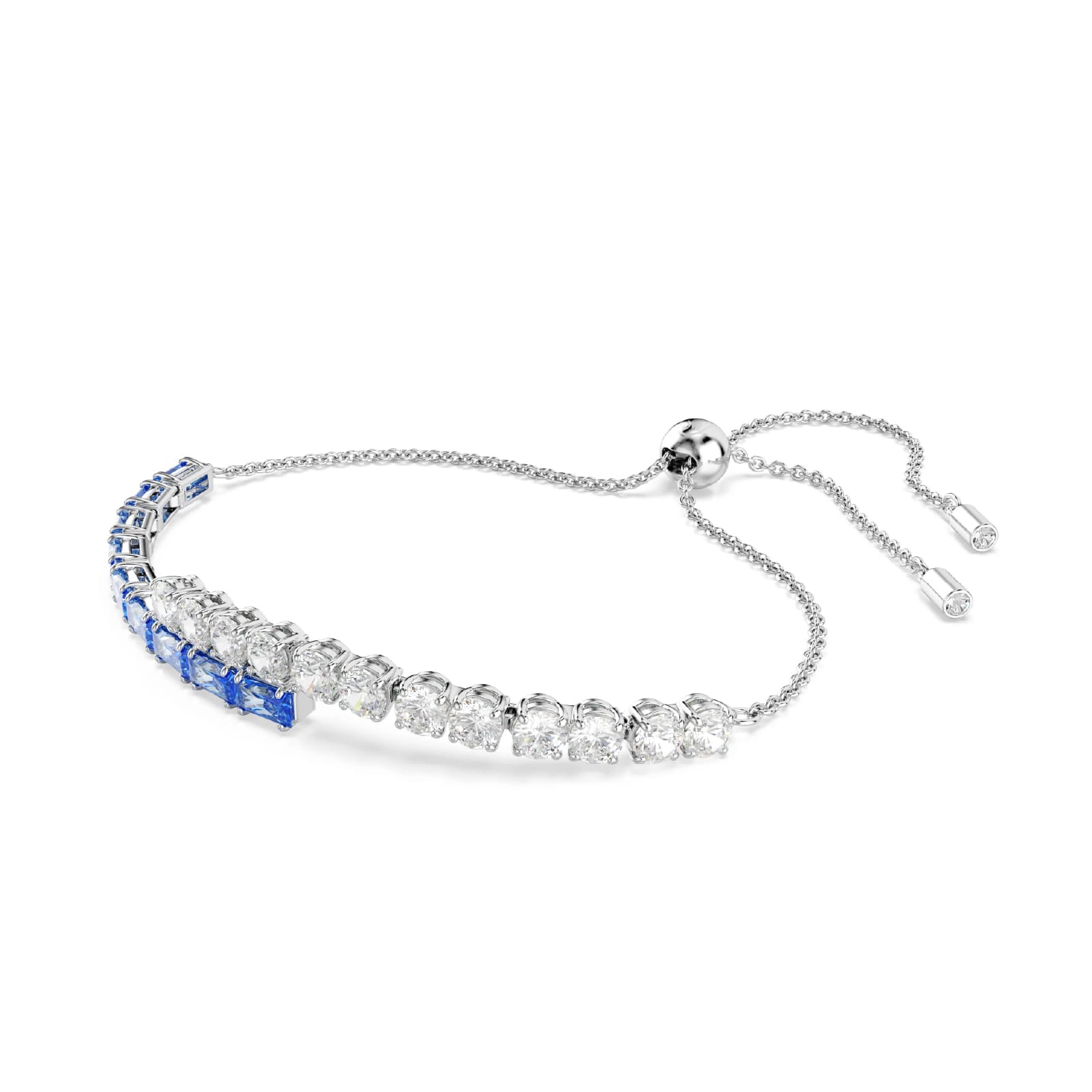 Bracciale donna Swarovski rodiato e cristalli bianchi e blu REGOLABILE