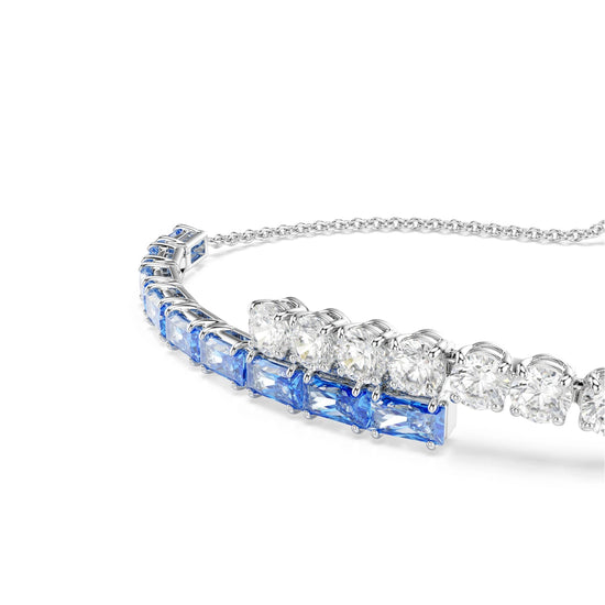 Bracciale donna Swarovski rodiato e cristalli bianchi e blu REGOLABILE