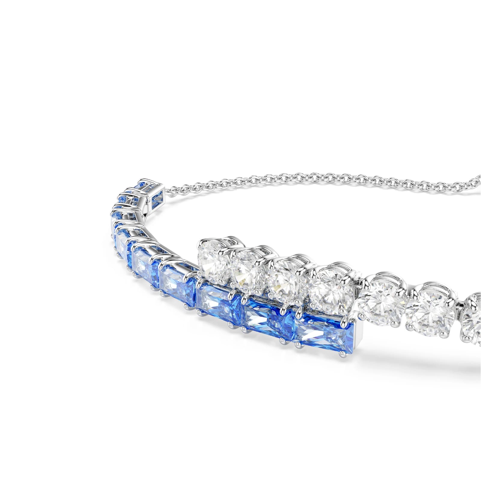 Bracciale donna Swarovski rodiato e cristalli bianchi e blu REGOLABILE