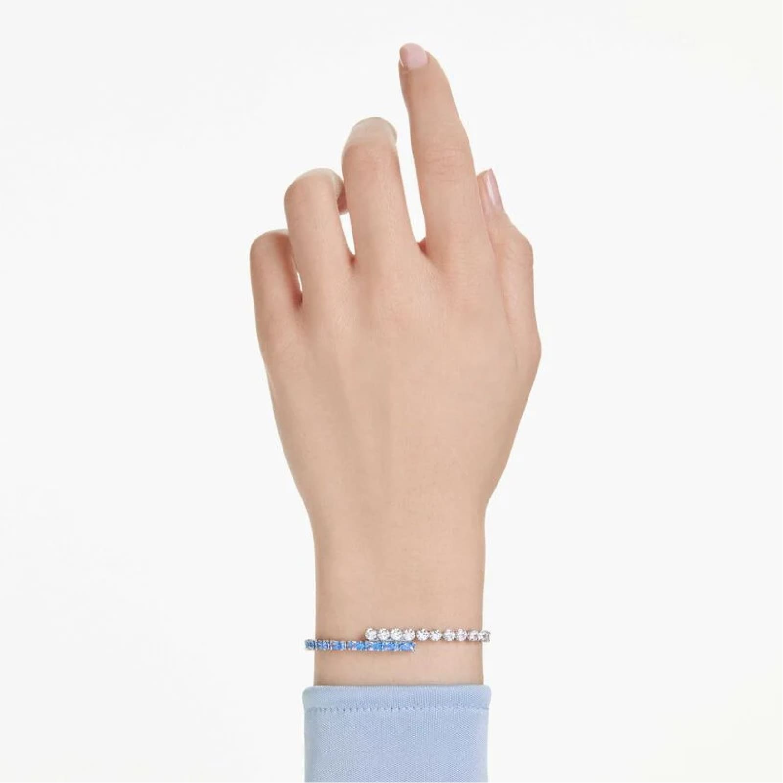 Bracciale donna Swarovski rodiato e cristalli bianchi e blu REGOLABILE