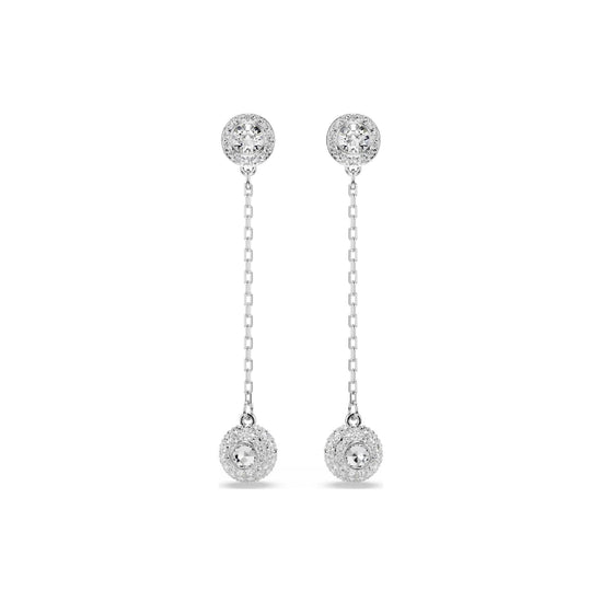 Orecchini pendenti Swarovski rodiati con cristalli bianchi MISURA UNICA