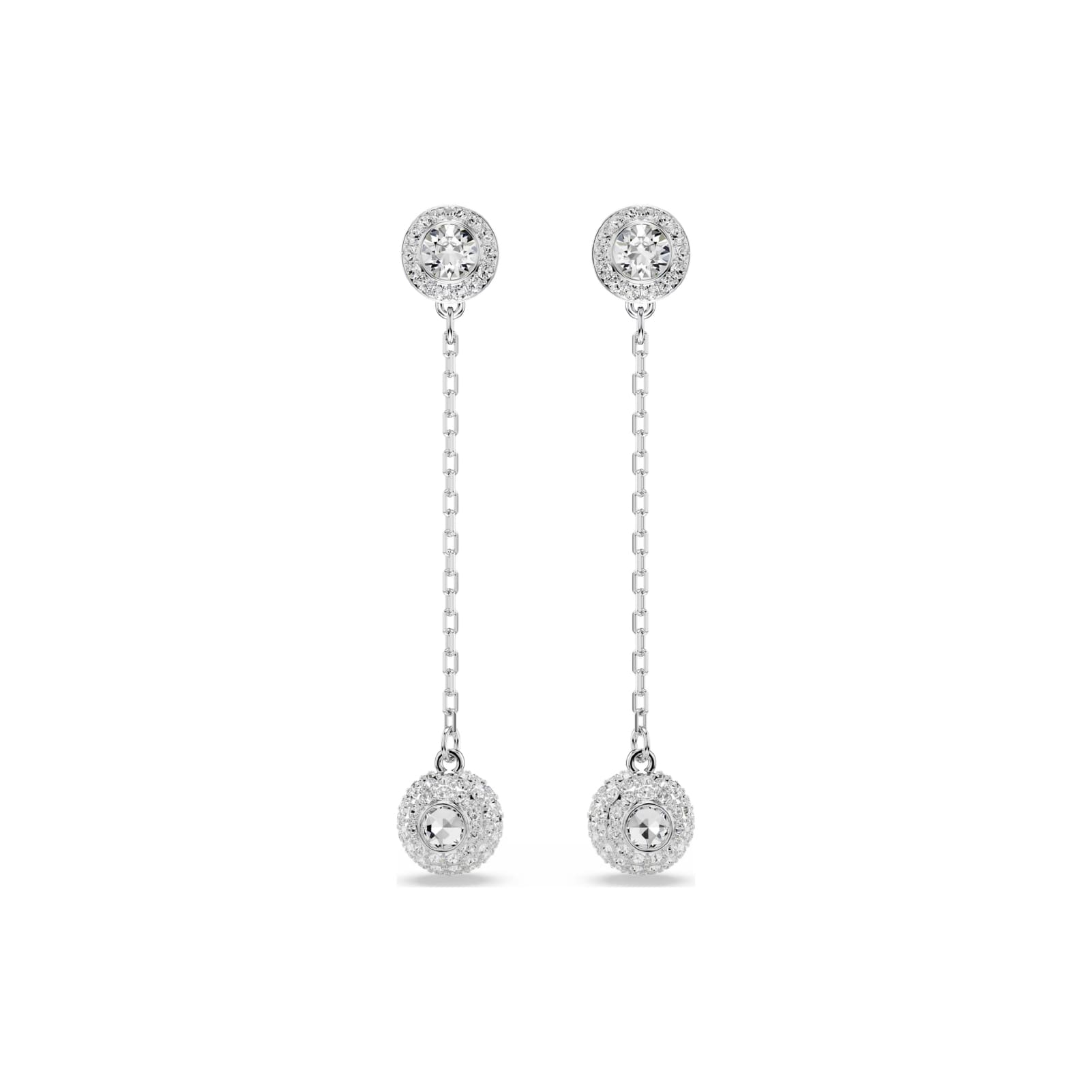Orecchini pendenti Swarovski rodiati con cristalli bianchi MISURA UNICA