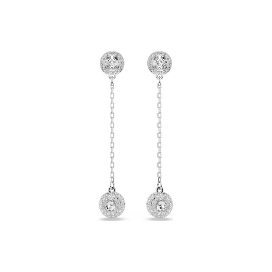 Orecchini pendenti Swarovski rodiati con cristalli bianchi MISURA UNICA