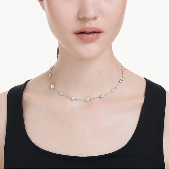 Collana girocollo Swarovski rodiato con cristalli bianchi MISURA UNICA