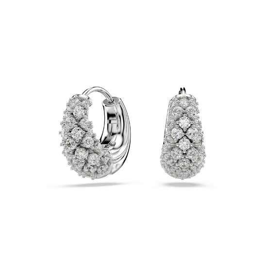 Orecchini a cerchio Swarovski rodiato con cristalli bianchi MISURA UNICA