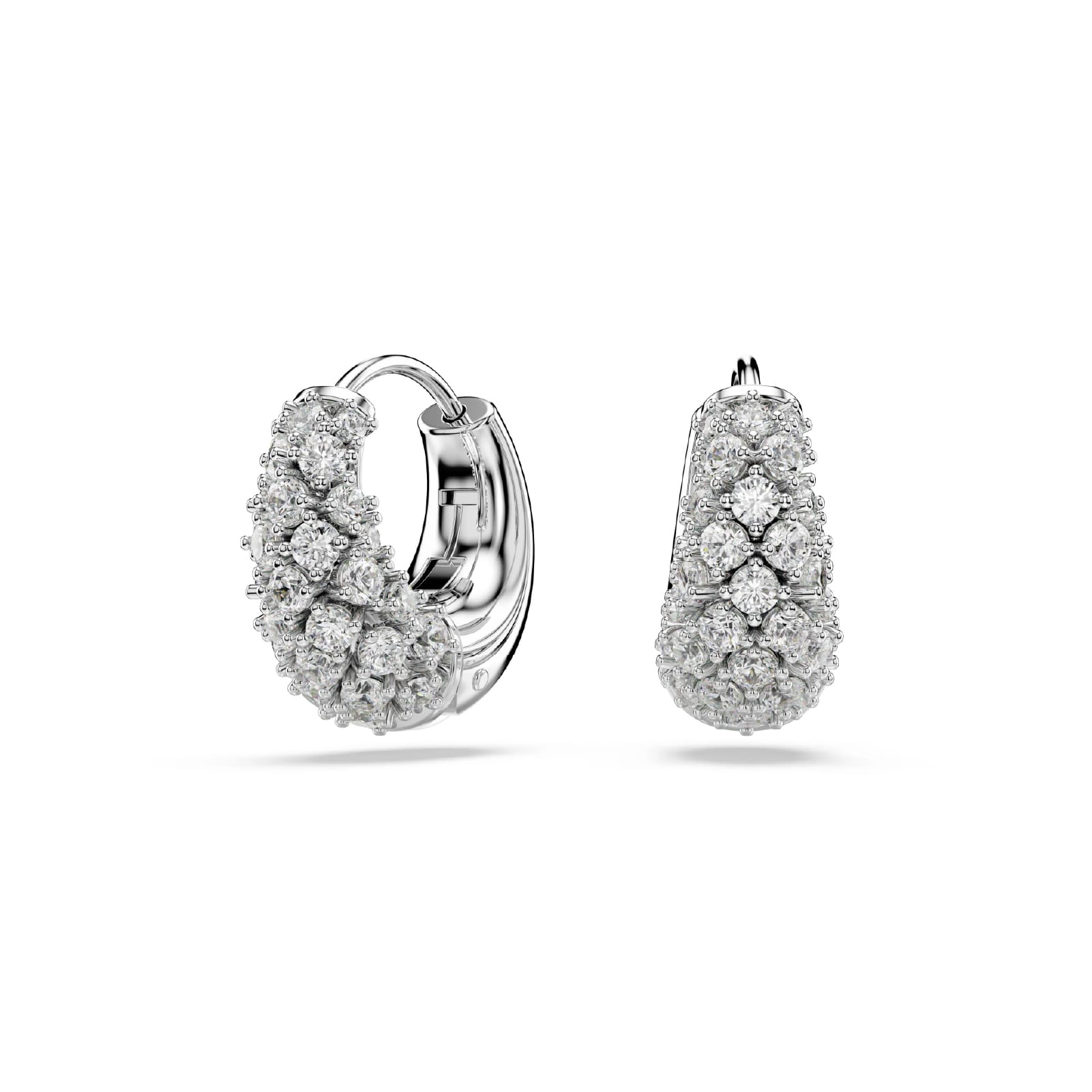 Orecchini a cerchio Swarovski rodiato con cristalli bianchi MISURA UNICA