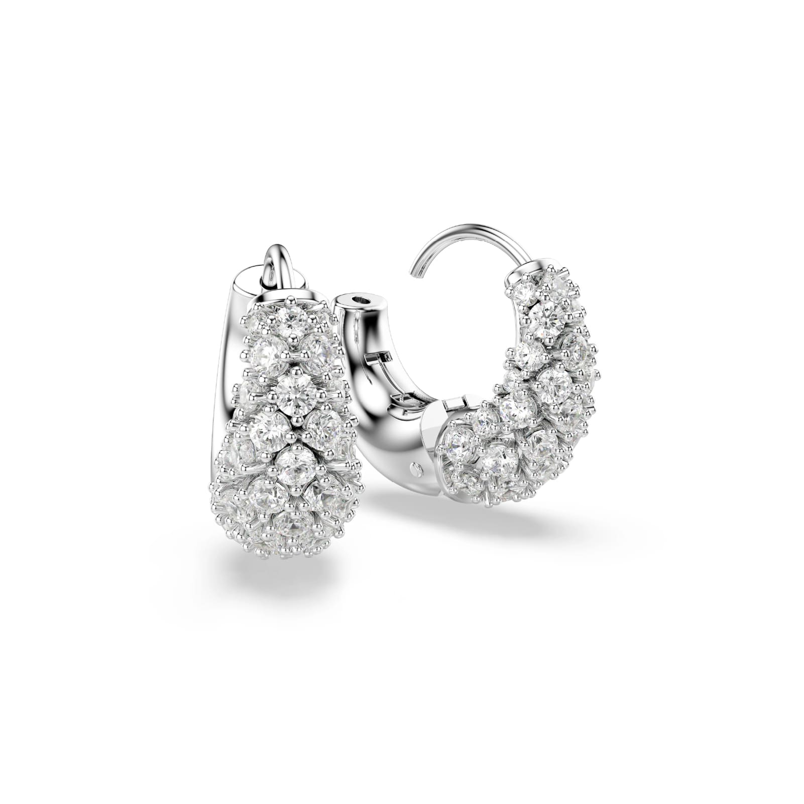 Orecchini a cerchio Swarovski rodiato con cristalli bianchi MISURA UNICA