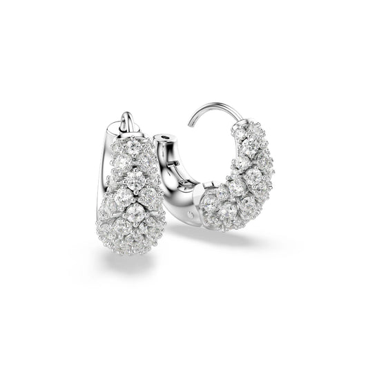 Orecchini a cerchio Swarovski rodiato con cristalli bianchi MISURA UNICA