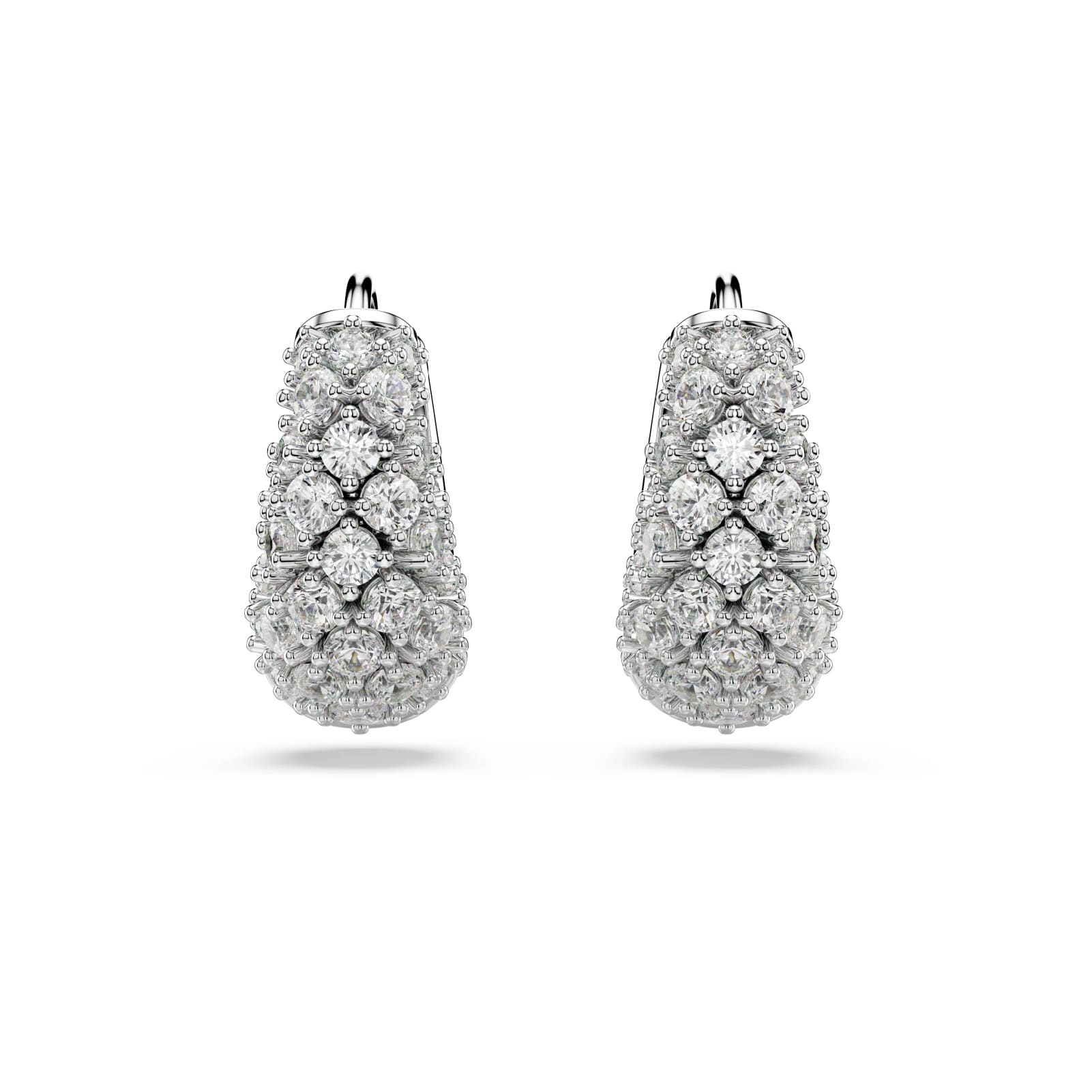 Orecchini a cerchio Swarovski rodiato con cristalli bianchi MISURA UNICA