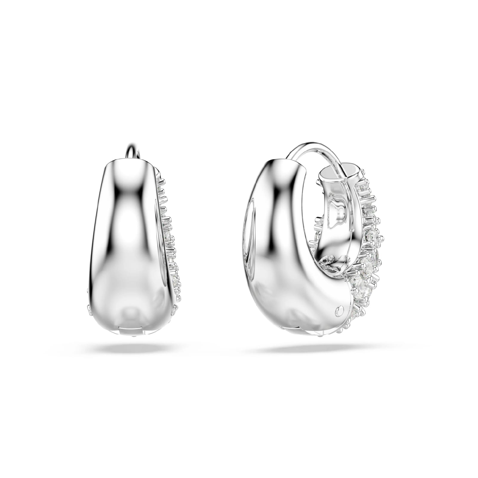 Orecchini a cerchio Swarovski rodiato con cristalli bianchi MISURA UNICA