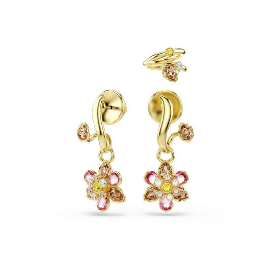 Orecchini pendenti Swarovski dorato con fiore di cristalli MISURA UNICA