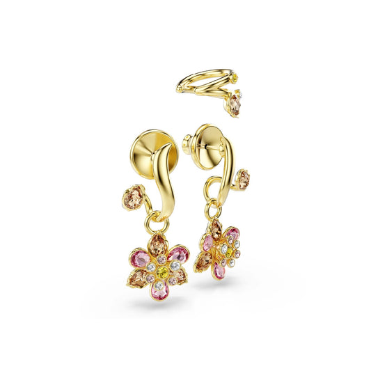 Orecchini pendenti Swarovski dorato con fiore di cristalli MISURA UNICA