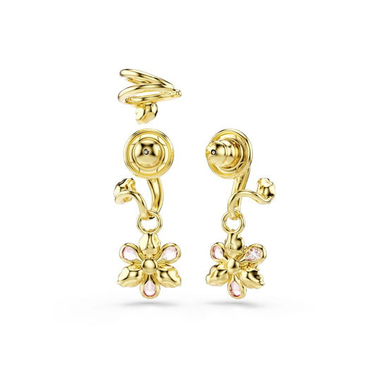Orecchini pendenti Swarovski dorato con fiore di cristalli MISURA UNICA