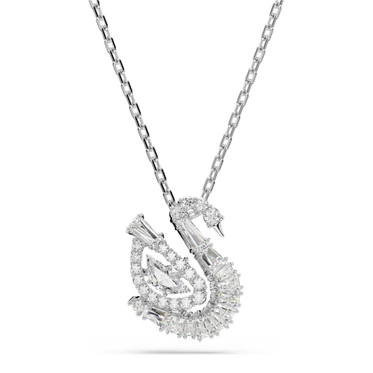 Collana con pendente Swarovski rodiato con cigno di cristalli MISURA UNICA