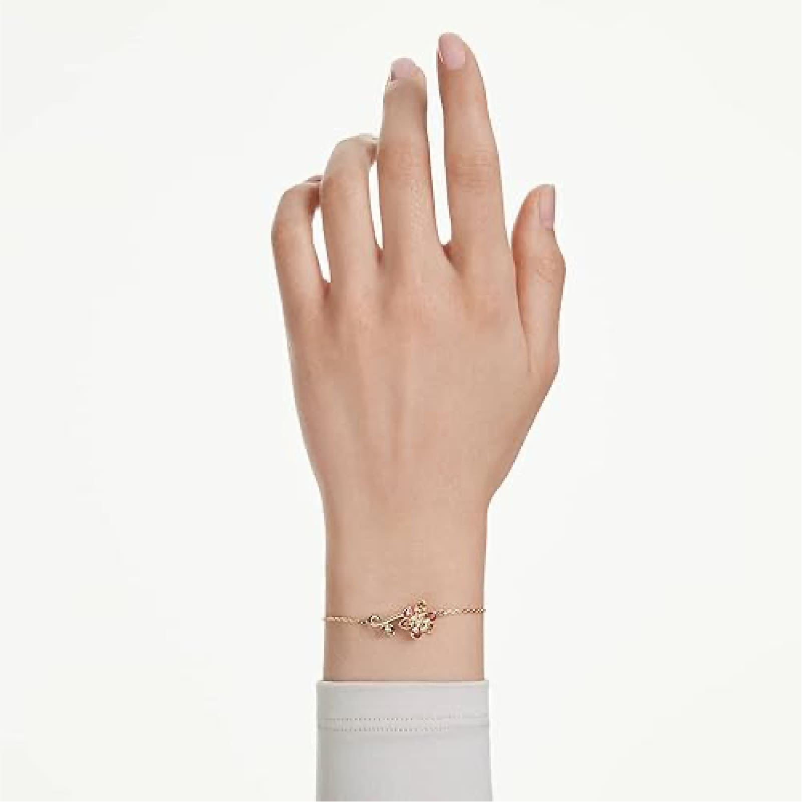Bracciale catena Swarovski dorato con fiore di cristalli Regolabile 16,5-20,5 cm