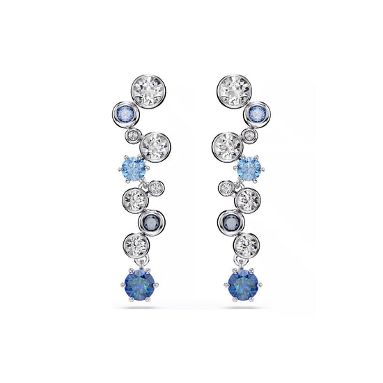 Orecchini pendenti Swarovski rodiato cristalli bianchi e blu MISURA UNICA