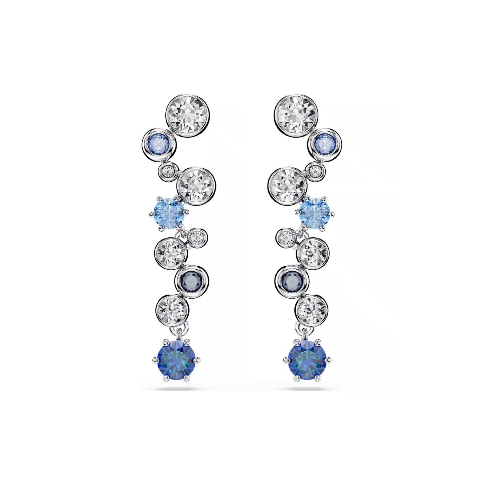 Orecchini pendenti Swarovski rodiato cristalli bianchi e blu MISURA UNICA