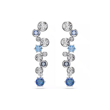 Orecchini pendenti Swarovski rodiato cristalli bianchi e blu MISURA UNICA