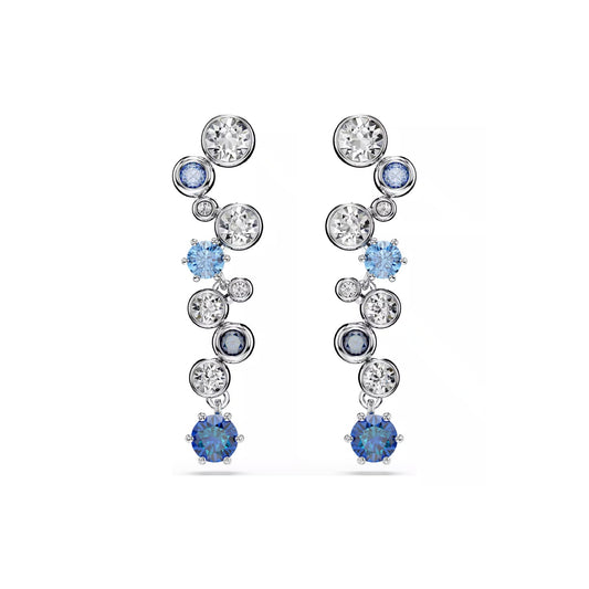 Orecchini pendenti Swarovski rodiato cristalli bianchi e blu MISURA UNICA