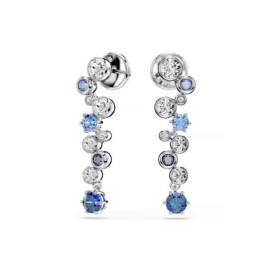 Orecchini pendenti Swarovski rodiato cristalli bianchi e blu MISURA UNICA