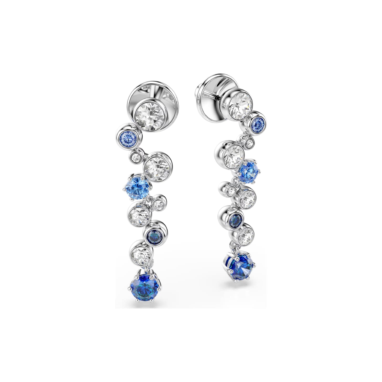 Orecchini pendenti Swarovski rodiato cristalli bianchi e blu MISURA UNICA