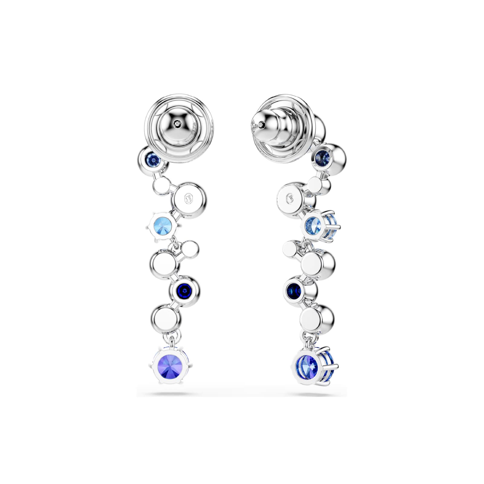 Orecchini pendenti Swarovski rodiato cristalli bianchi e blu MISURA UNICA