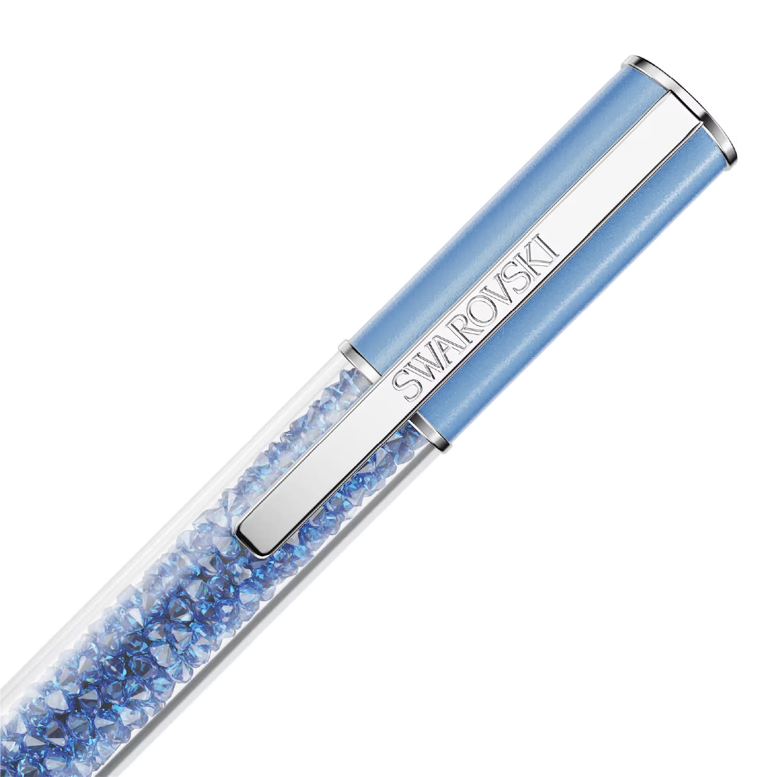 Penna sfera Swarovski Crystalline con fusto blu e cristalli MISURA UNICA