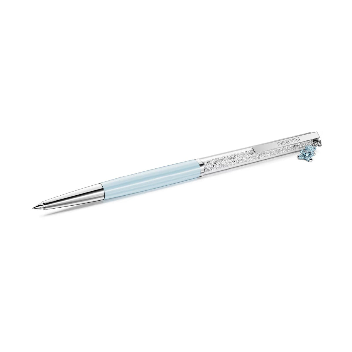 Penna sfera Swarovski Crystalline con fusto azzurro e cristalli MISURA UNICA
