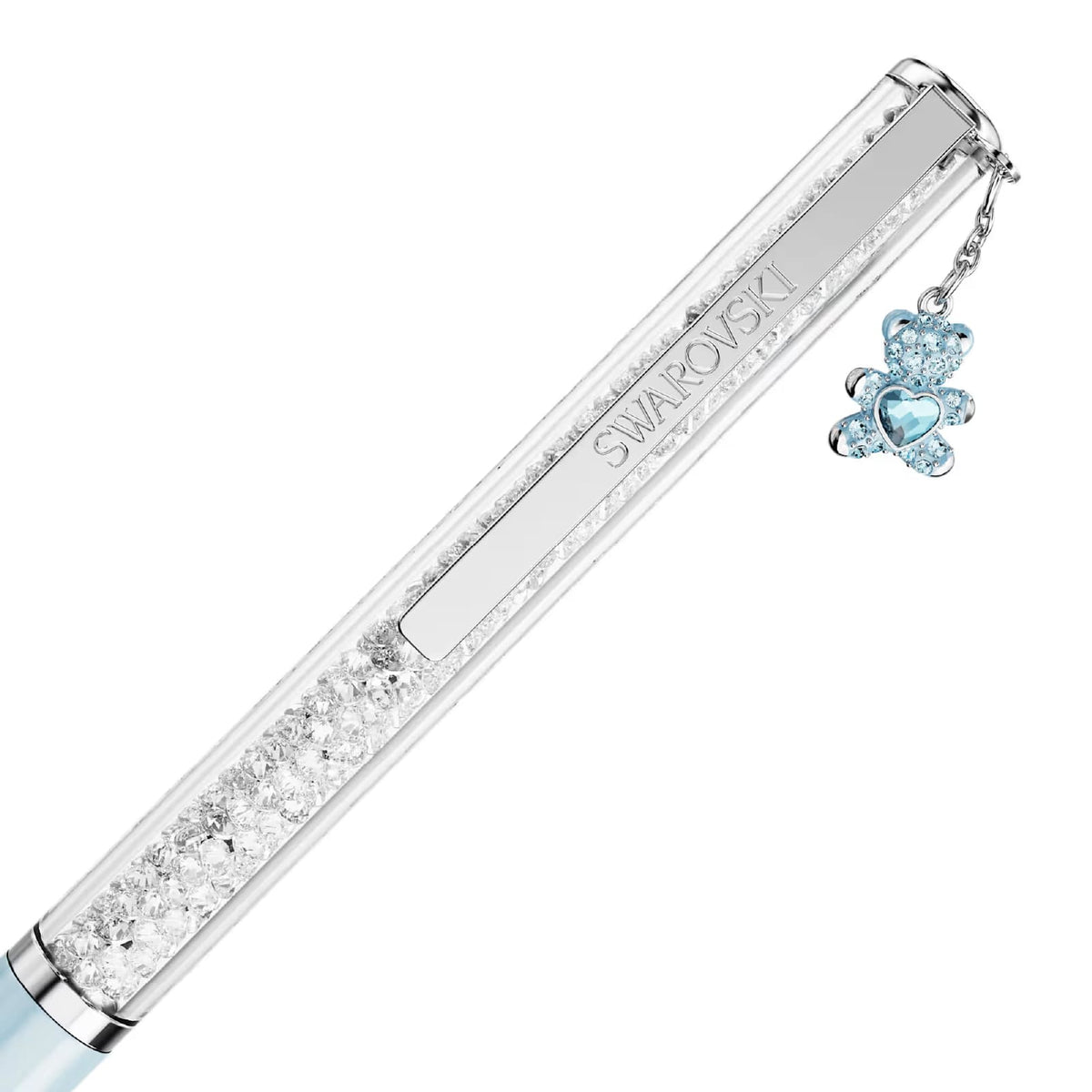 Penna sfera Swarovski Crystalline con fusto azzurro e cristalli MISURA UNICA