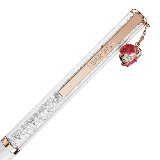 Penna Swarovski placcata oro rosa con fusto laccato bianco MISURA UNICA