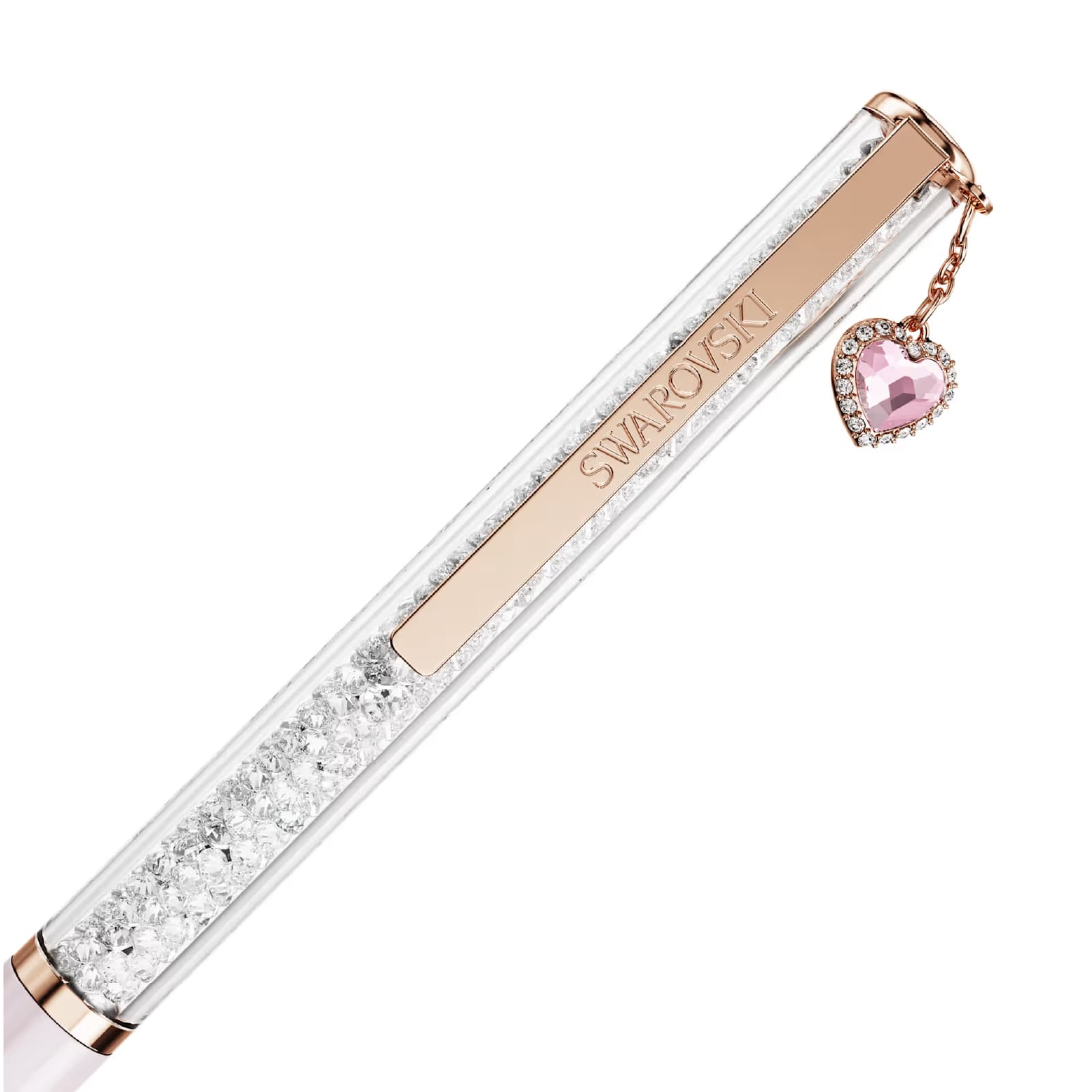 Penna Swarovski placcata oro rosa con fusto laccato rosa MISURA UNICA