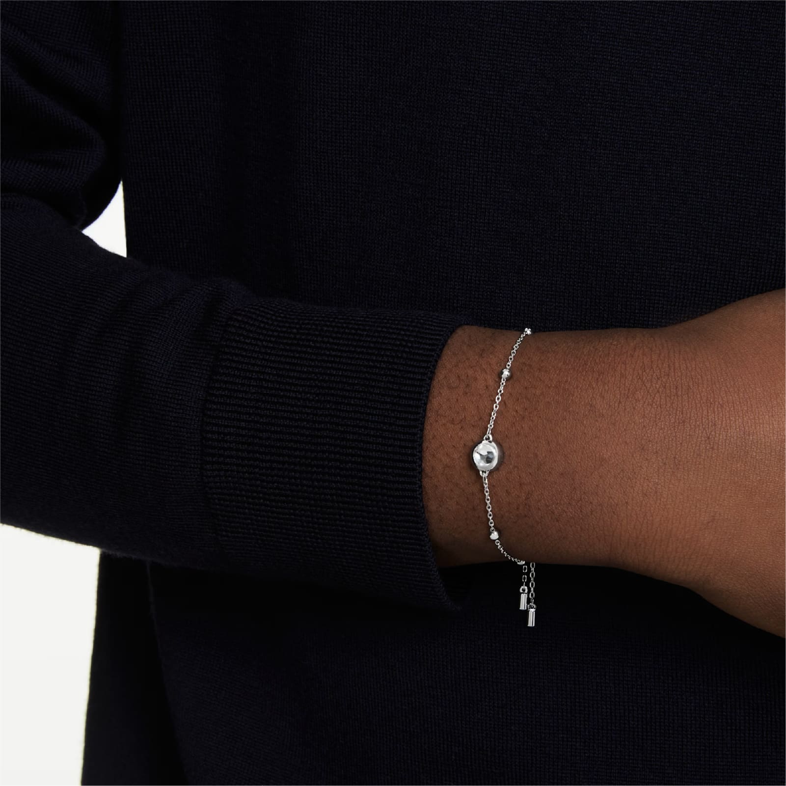 Bracciale catena Swarovski rodiato con cristalli bianchi REGOLABILE
