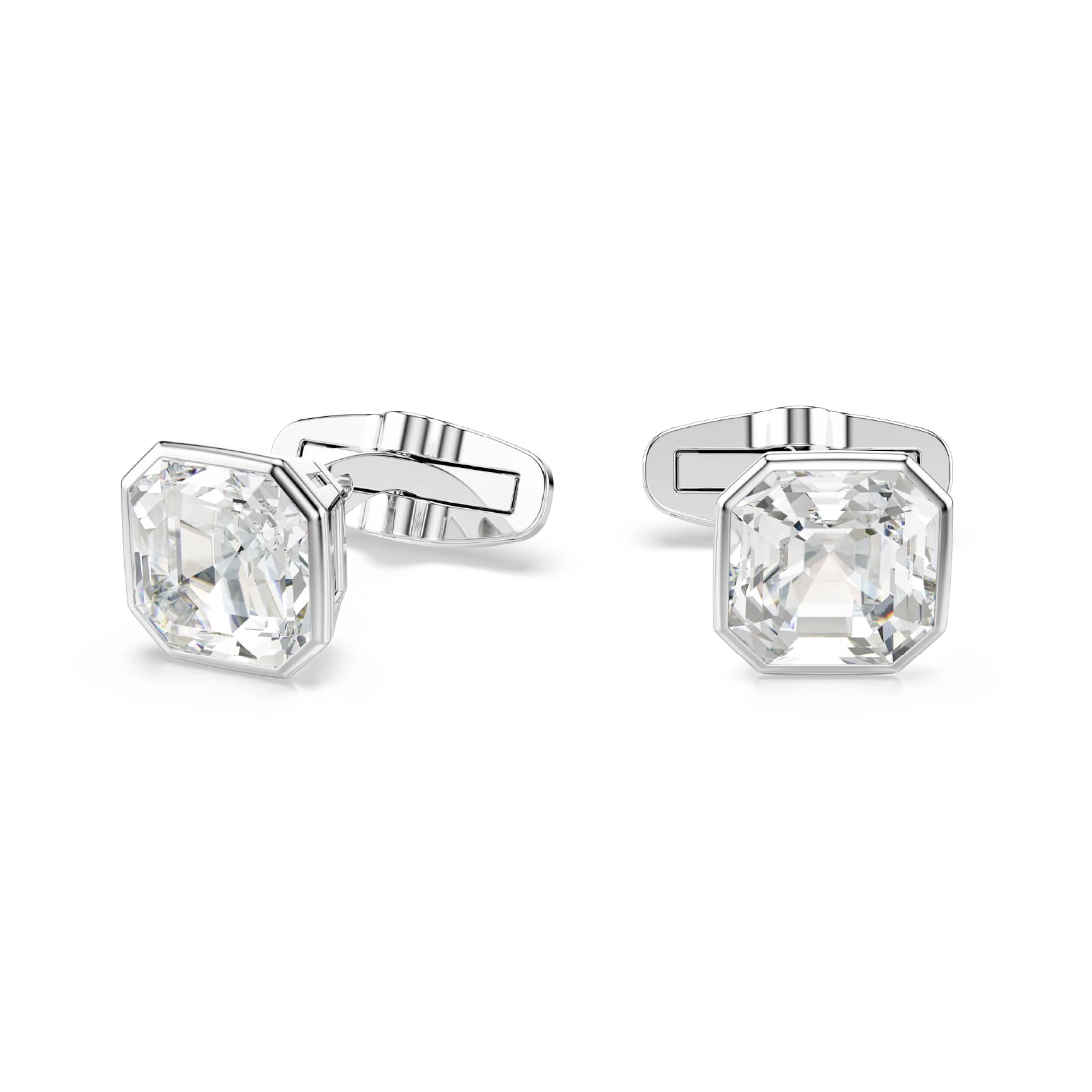 Gemelli Swarovski in metallo rodiato con cristalli bianchi MISURA UNICA