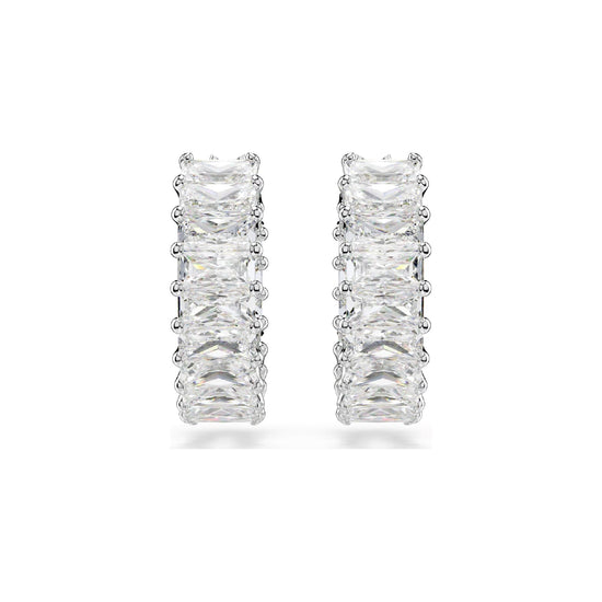 Orecchini cerchio Swarovski rodiati con cristalli rettangolari MISURA UNICA