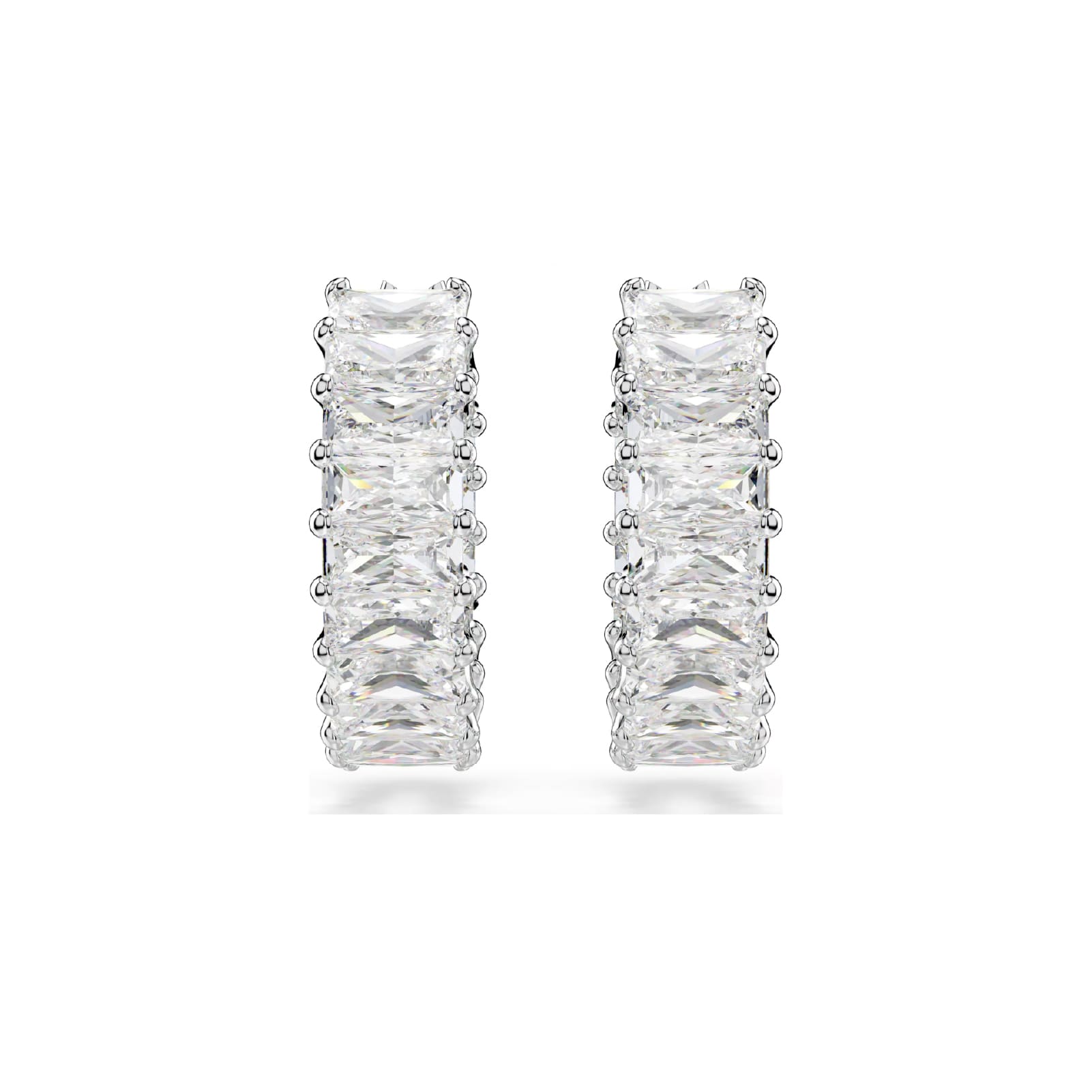 Orecchini cerchio Swarovski rodiati con cristalli rettangolari MISURA UNICA